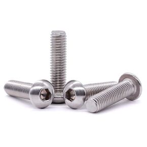 3/8-16 x 2-1/2" Button Head Socket Cap Bolts Screws, 304 Stainless Steel 18-8, Full Thread, Coarse Thread UNC, Allen Hex Drive, 10 PCS