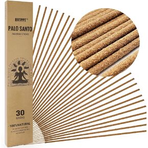 Palo Santo Incense Sticks (30 Sticks), 100% Natural sustainably harvested Peruvian Palo Santo, Suitable for Meditation, Relaxation, and Spiritual Purification