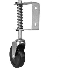 4" Rubber Gate Caster Wheel, 110lbs Spring Loaded Swivel Fence Gate Wheel with Universal Mount