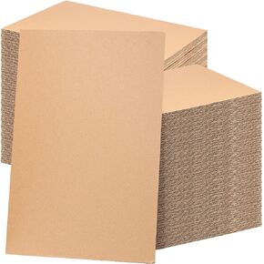 50 Pack 11 x 17 Inch Corrugated Cardboard Sheets, 1/8" Thick Chipboard Sheets Medium Weight Flat Packaging Insert Pads for Shipping, Mailing, and Crafts