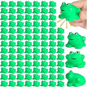 120 Pieces Rubber Frogs Mini Rubber Frogs for Bath Squeak and Float Frogs Green Rubber Frogs Shower Frog Swimming Bathtub Toys for Boys and Girls Shower Bathtub Pool Birthday Party Decoration