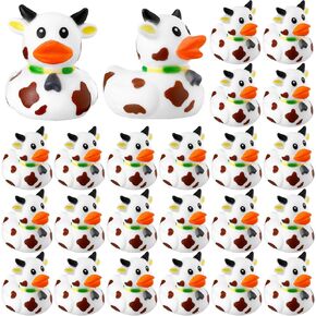 12 Pcs Cow Ducks Mini Cow Rubber Ducks Bulk Cow Print Duck for Birthday Party Favors Baby Shower Kids Boys Girls Bathtub Swimming Pool Pond Car Party Decorations (Cow)