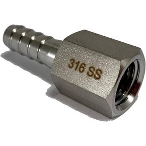 316 الفولاذ المقاوم للصدأ 1/4 بوصة NPT أنثى إلى 1/4 بوصة محول بارب - خيط سداسي مستدق للهواء أو السائل أو الماء أو الزيت أو التركيب الهيدروليكي - خرطوم أداة الهواء الصناعية أو وصلات الأنابيب 316SS in Kuwait