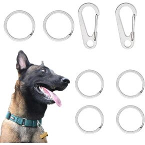 Dog Tag Clips 304 Stainless Steel Pet ID Tag Holder for Dog Cat Collars and Harnesses(8pcs), Silver 04