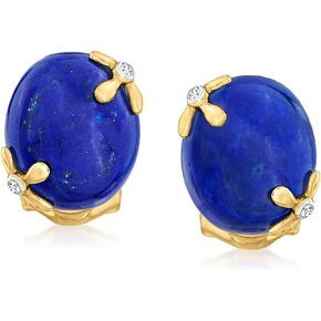 Ross-Simons Lapis Earrings With White Topaz Accents in 18kt Gold Over Sterling