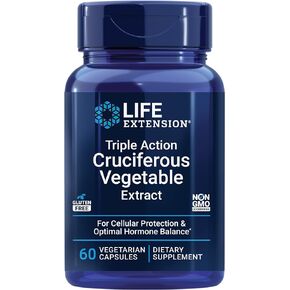 Life Extension Triple Action Cruciferous Vegetable Extract, 60 Vegetarian Capsules—Helps Maintain DNA Health & Already-Healthy Hormone Levels - Non-GMO, Gluten-Free, Vegetarian