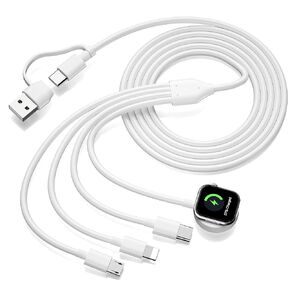 4 in 2 Multi Charging Cable for Apple Watch Charger, USB C Universal Travel Charger with Type C/Light ing/Micro Compatible with Phone 15 14 13 Watch Series 9/8/7/6/5/4/3/2/1 Galaxy S23 S22
