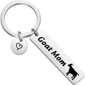 BEKECH Goat Gift Goat Mom Keychain Goat Themed Gift Goat Gifts for Women Funny Farm Animal Goat Keyring Goat Lover Gift
