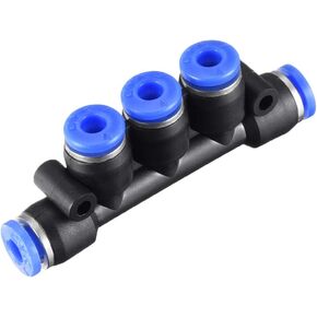 uxcell Plastic Inline Manifold Union Push to Connect Tube Fittings 6mm or 15/64" OD Push Lock 5pcs