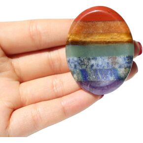 1PC Chakra Thumb Worry Stone for Anxiety 7 Chakra Crystals and Healing Stones Natural Meditation Reiki Oval Palm Stone Chakra Stones and Crystals for Gifts