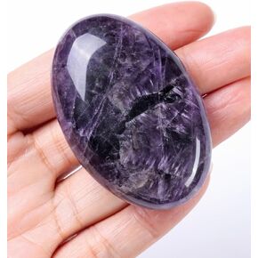 Jovivi Amethyst Palm Stones Crystal, 2.4" Large Polished Healing Amethyst Oval Pocket Worry Stone for Anxiety Stress Relief Therapy,Natural Chakra Reiki Energy Stone