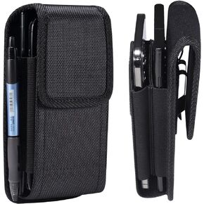Nylon Dual Phone Holster Pouch Case for 2 Phones for iPhone 15 Pro Max 14 Plus 13 Pro Max 12 Pro Max, Samsung Galaxy A33 A35 A25 A15 A54 A20 A72 A71 A02s S21 S20 S23 Plus S22 Ultra S24+ S24 Ultra