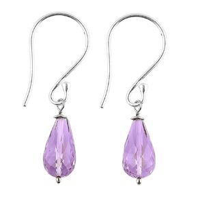 925 Sterling Silver Earrings for Women Natural Amethyst Gemstones Dangle Earrings Healing Crystals Stones Handmade Minimalist Birthday Christmas Gifts for Her