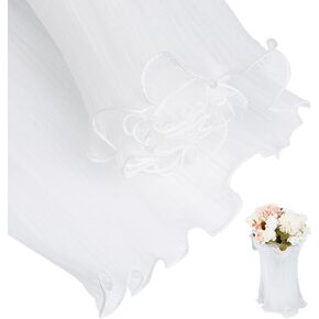 GOMAKERER 157.48Inch/4M Ruffle Yarn Floral Wrapping Paper, White Cloth Bouquet Packaging Paper Wrinkled Wavy Net Yarn Floral Supplies for Valentine's Day Wedding Birthday Decors