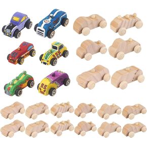 JMIATRY 24 Packs Wooden Cars to Paint Unfinished Wooden Cars for Craft Cars DIY Wood Toy Car for Handcraft Projects Family Time