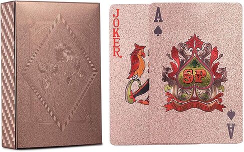 Waterproof Playing Cards, Black Plastic Playing Cards,Rose Gold Playing Cards，Deck of Cards, Gift Poker Cards，Magic Playing Cards，US Dollar, Sailboat, Rose Pattern Playing Cards (Rose Gold) in Saudi Arabia