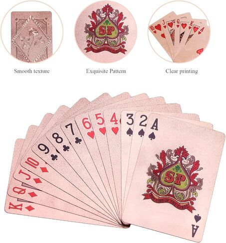 Waterproof Playing Cards, Black Plastic Playing Cards,Rose Gold Playing Cards，Deck of Cards, Gift Poker Cards，Magic Playing Cards，US Dollar, Sailboat, Rose Pattern Playing Cards (Rose Gold) in Saudi Arabia