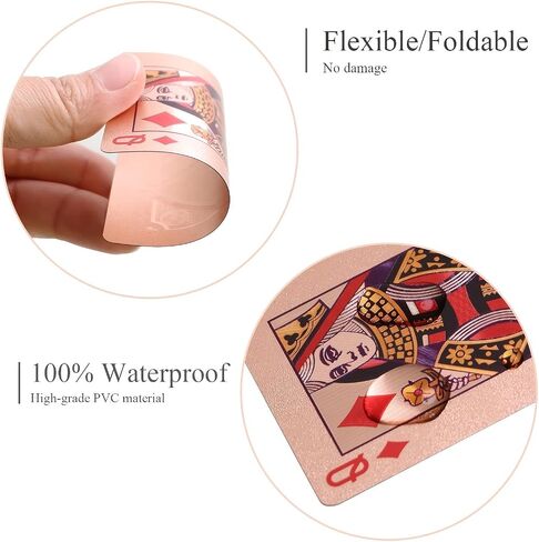 Waterproof Playing Cards, Black Plastic Playing Cards,Rose Gold Playing Cards，Deck of Cards, Gift Poker Cards，Magic Playing Cards，US Dollar, Sailboat, Rose Pattern Playing Cards (Rose Gold) in Saudi Arabia