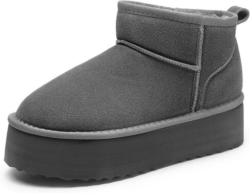 DREAM PAIRS Classic Platform Snow Boots for Women Genuine Suede Leather, Ankle Boots Winter Boots with Memory Foam Insole Lightweight Anti-Slip Outsole for Outdoor Indoor in Saudi Arabia