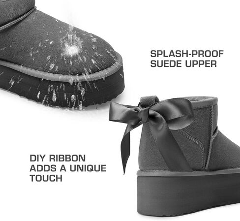 DREAM PAIRS Classic Platform Snow Boots for Women Genuine Suede Leather, Ankle Boots Winter Boots with Memory Foam Insole Lightweight Anti-Slip Outsole for Outdoor Indoor in Saudi Arabia