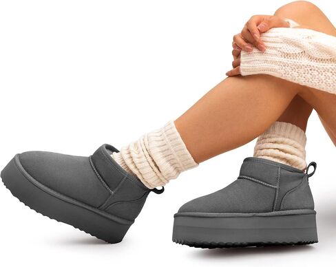 DREAM PAIRS Classic Platform Snow Boots for Women Genuine Suede Leather, Ankle Boots Winter Boots with Memory Foam Insole Lightweight Anti-Slip Outsole for Outdoor Indoor in Saudi Arabia