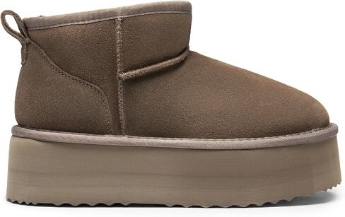 DREAM PAIRS Classic Platform Snow Boots for Women Genuine Suede Leather, Ankle Boots Winter Boots with Memory Foam Insole Lightweight Anti-Slip Outsole for Outdoor Indoor in Saudi Arabia