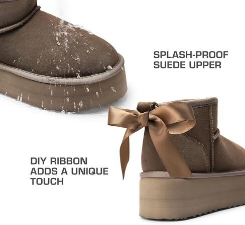 DREAM PAIRS Classic Platform Snow Boots for Women Genuine Suede Leather, Ankle Boots Winter Boots with Memory Foam Insole Lightweight Anti-Slip Outsole for Outdoor Indoor in Saudi Arabia