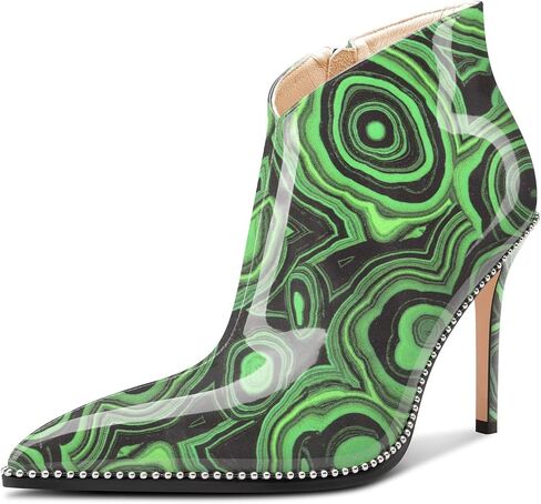 DearOnly Womens Pointed Toe Stiletto High Heel Ankle Boots Zipper Beaded Short Booties Classic Dress Shoes 3.9 Inches Heels in Saudi Arabia