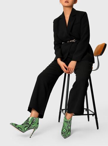DearOnly Womens Pointed Toe Stiletto High Heel Ankle Boots Zipper Beaded Short Booties Classic Dress Shoes 3.9 Inches Heels in Saudi Arabia