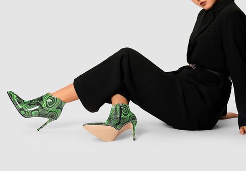 DearOnly Womens Pointed Toe Stiletto High Heel Ankle Boots Zipper Beaded Short Booties Classic Dress Shoes 3.9 Inches Heels in Saudi Arabia