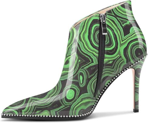 DearOnly Womens Pointed Toe Stiletto High Heel Ankle Boots Zipper Beaded Short Booties Classic Dress Shoes 3.9 Inches Heels in Saudi Arabia