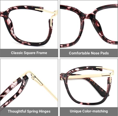 Zeelool Square Blue Light Blocking Glasses for Women Fashion Fake Glasses with Spring Hinges Chic Full Frame Glasses in Saudi Arabia