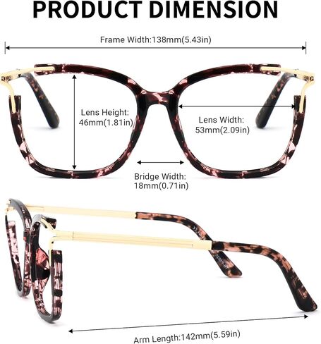 Zeelool Square Blue Light Blocking Glasses for Women Fashion Fake Glasses with Spring Hinges Chic Full Frame Glasses in Saudi Arabia
