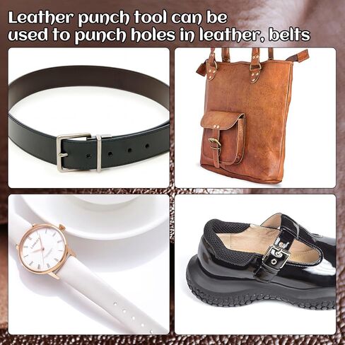 ثقب جلدي (2.5-10 ملم)، مجموعة ثقب مجوفة من الفولاذ المقاوم للصدأ عالية التحمل مع حصيرة قطع لسوار الساعة، الحزام، سوار المعصم، صناعة الجلود بنفسك in Kuwait