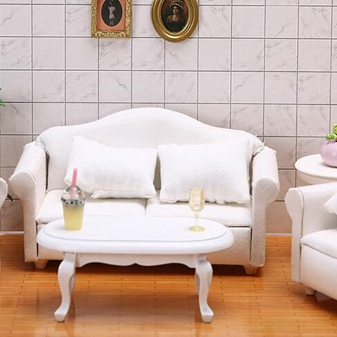 ibasenice أثاث بيت الدمية أثاث بيت الدمية أريكة بيت الدمية ديكور المنزل المصغر مستلق أريكة Loveseat ديكور أبيض أثاث الدمية أريكة صغيرة لطيفة قلادة أريكة صغيرة حساسة in Kuwait