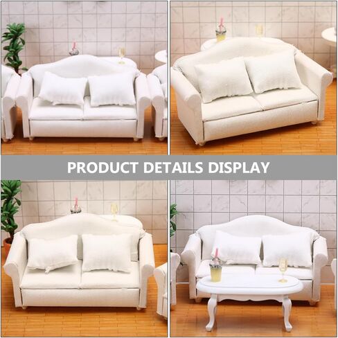 ibasenice أثاث بيت الدمية أثاث بيت الدمية أريكة بيت الدمية ديكور المنزل المصغر مستلق أريكة Loveseat ديكور أبيض أثاث الدمية أريكة صغيرة لطيفة قلادة أريكة صغيرة حساسة in Kuwait