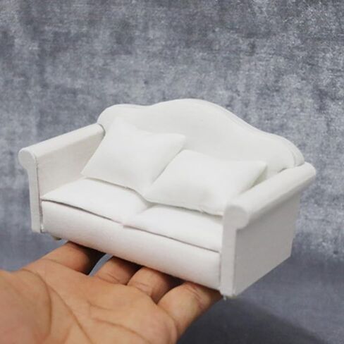 ibasenice أثاث بيت الدمية أثاث بيت الدمية أريكة بيت الدمية ديكور المنزل المصغر مستلق أريكة Loveseat ديكور أبيض أثاث الدمية أريكة صغيرة لطيفة قلادة أريكة صغيرة حساسة in Kuwait