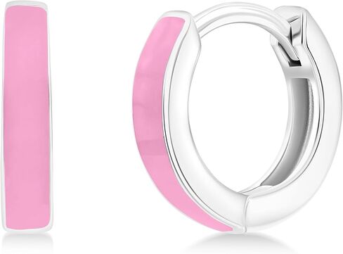 Colorful Enamel Hoop Huggie Earrings for Women in Sterling Silver - Fine Enamel Jewelry for Women in Saudi Arabia