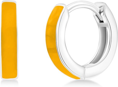 Colorful Enamel Hoop Huggie Earrings for Women in Sterling Silver - Fine Enamel Jewelry for Women in Saudi Arabia