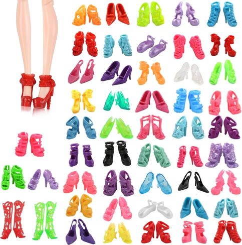 50Pairs 11.5 inch Fashion Doll Shoes - Replacement Different Assorted Colors High Heel Shoes Doll Boots Flat Shoes Set -Replacement for 11.5" Doll in Saudi Arabia