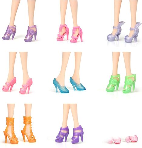 50Pairs 11.5 inch Fashion Doll Shoes - Replacement Different Assorted Colors High Heel Shoes Doll Boots Flat Shoes Set -Replacement for 11.5" Doll in Saudi Arabia