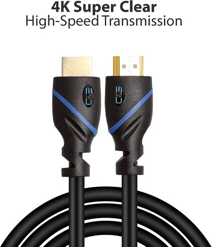 كابل HDMI عالي السرعة من C&E مع إيثرنت أسود، (3 أقدام/0.9 متر)، يدعم 4K، ثلاثي الأبعاد وإرجاع الصوت (10 عبوات) in Saudi Arabia