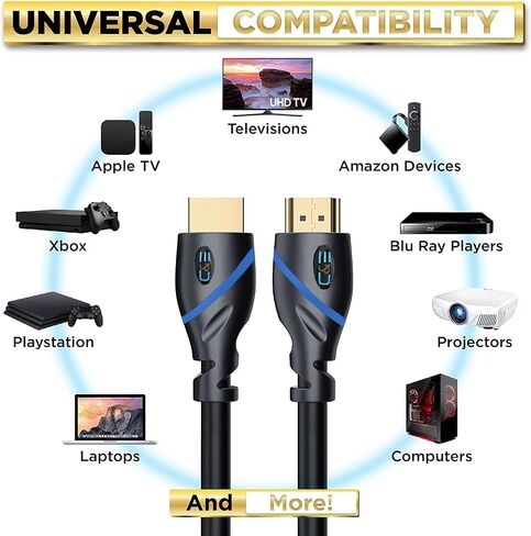 كابل HDMI عالي السرعة من C&E مع إيثرنت أسود، (3 أقدام/0.9 متر)، يدعم 4K، ثلاثي الأبعاد وإرجاع الصوت (10 عبوات) in Saudi Arabia