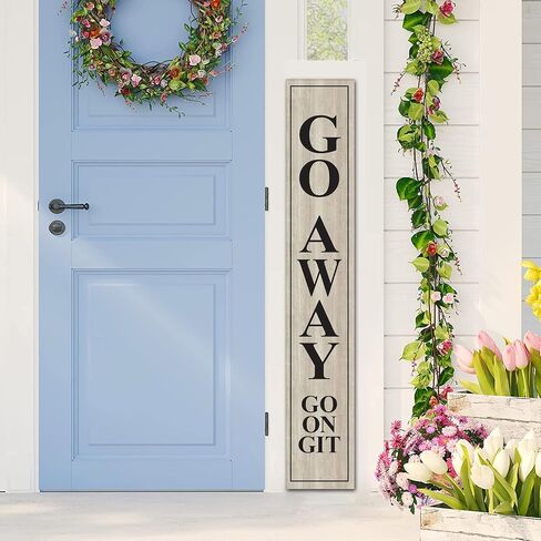 (48inx8in) Tall Unwelcome Signs，Go Away Go On Git Vertical Sign for Front Porch Standing Hanging Large Wood Go Away Front Door Sign Home Decoration Farmhouse Wall Decor Outdoor Indoor in Saudi Arabia