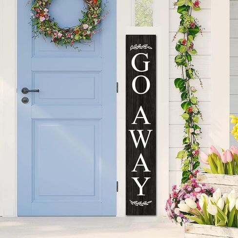 (48inx8in) Tall Unwelcome Signs，Go Away Go On Git Vertical Sign for Front Porch Standing Hanging Large Wood Go Away Front Door Sign Home Decoration Farmhouse Wall Decor Outdoor Indoor in Saudi Arabia