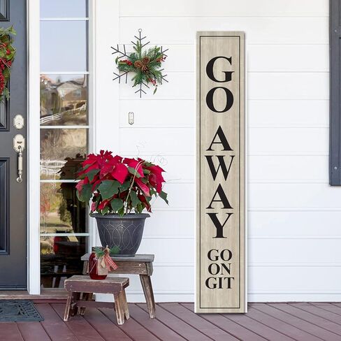 (48inx8in) Tall Unwelcome Signs，Go Away Go On Git Vertical Sign for Front Porch Standing Hanging Large Wood Go Away Front Door Sign Home Decoration Farmhouse Wall Decor Outdoor Indoor in Saudi Arabia