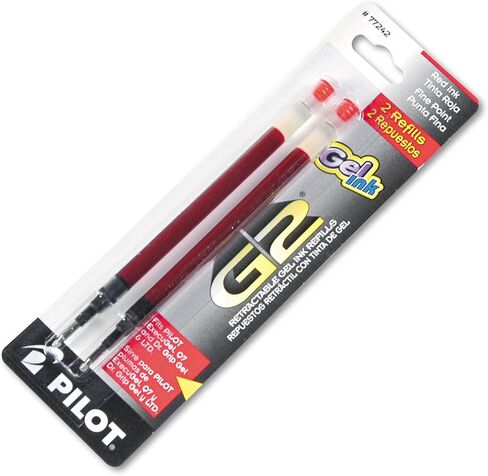 Pilot 77242 G2 Gel Ink Refill, 2-Pack for Rolling Ball Pens, Fine Point, Red Ink in Saudi Arabia