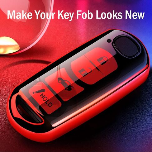 غطاء مفتاح Fob لمازدا، حافظة مفتاح Fob لمازدا 3 6 8 Miata MX-5 CX-3 CX-5 CX-7 CX-9 4 أزرار قسط لينة TPU غطاء كامل حماية ذكية عن بعد بدون مفتاح مفتاح Fob Shell، فضي in Kuwait