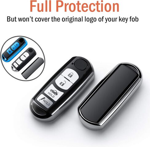 غطاء مفتاح Fob لمازدا، حافظة مفتاح Fob لمازدا 3 6 8 Miata MX-5 CX-3 CX-5 CX-7 CX-9 4 أزرار قسط لينة TPU غطاء كامل حماية ذكية عن بعد بدون مفتاح مفتاح Fob Shell، فضي in Kuwait