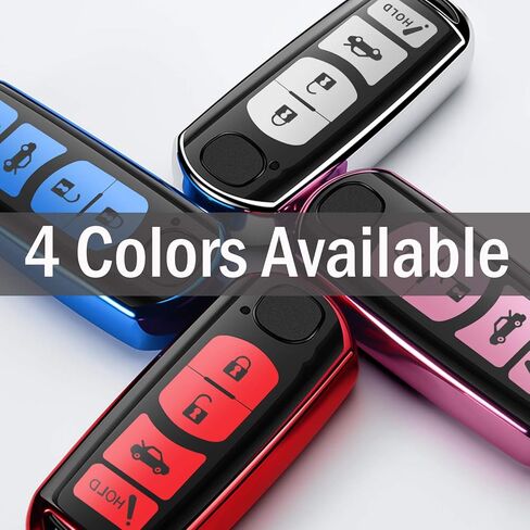 غطاء مفتاح Fob لمازدا، حافظة مفتاح Fob لمازدا 3 6 8 Miata MX-5 CX-3 CX-5 CX-7 CX-9 4 أزرار قسط لينة TPU غطاء كامل حماية ذكية عن بعد بدون مفتاح مفتاح Fob Shell، فضي in Kuwait